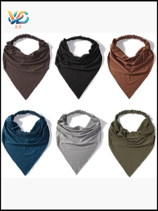 6 Pack Triangle Hair Scarf Headband for Women Boho Elastic Bandana Non Slip main image 6